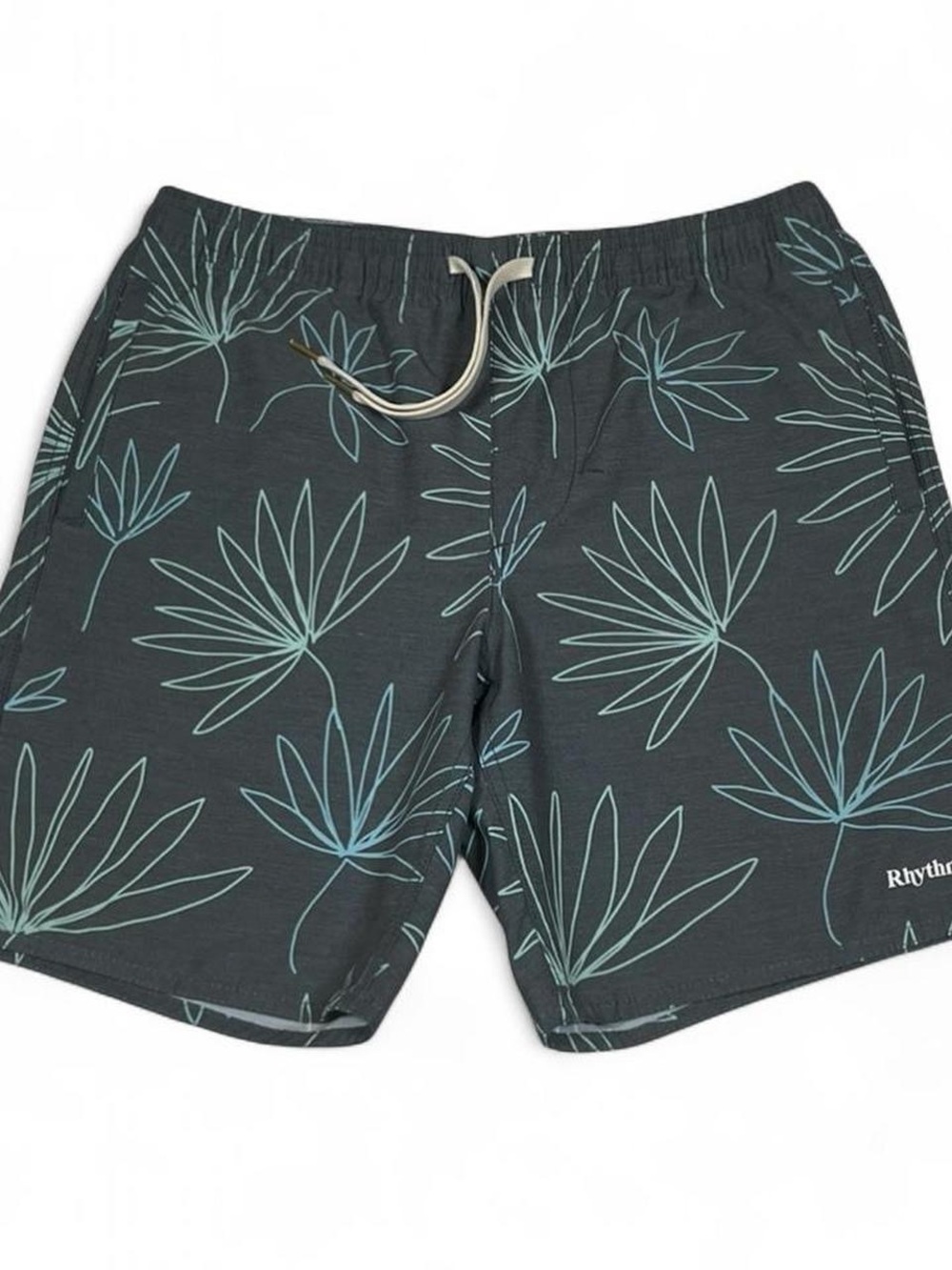 Rhythm Customs Grey Palm Print Swimwear Men’s Size W30 L7 Trunks Board Shorts